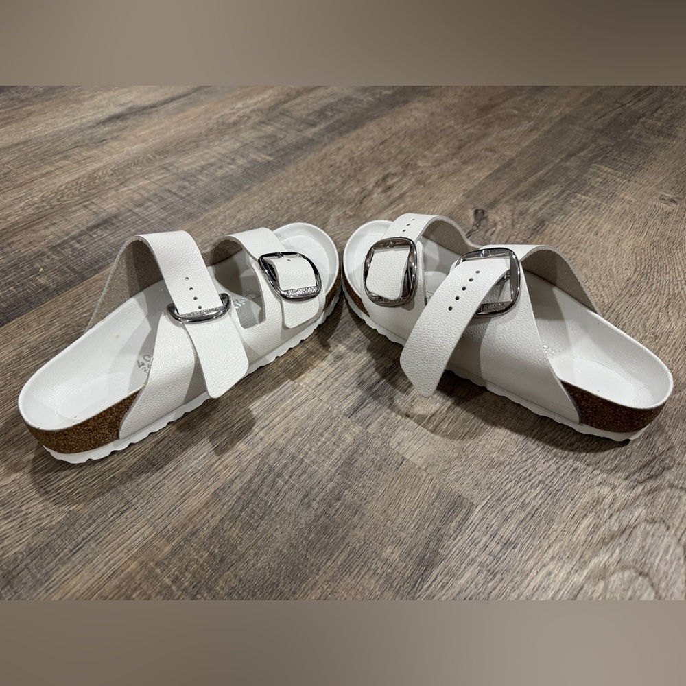 NEW!!! Birkenstock Arizona Big Buckle NARROW Leather Sandals White M7/W9, 40EU